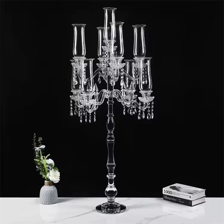 Candelabro de cristal con velas para centro de mesa de evento social